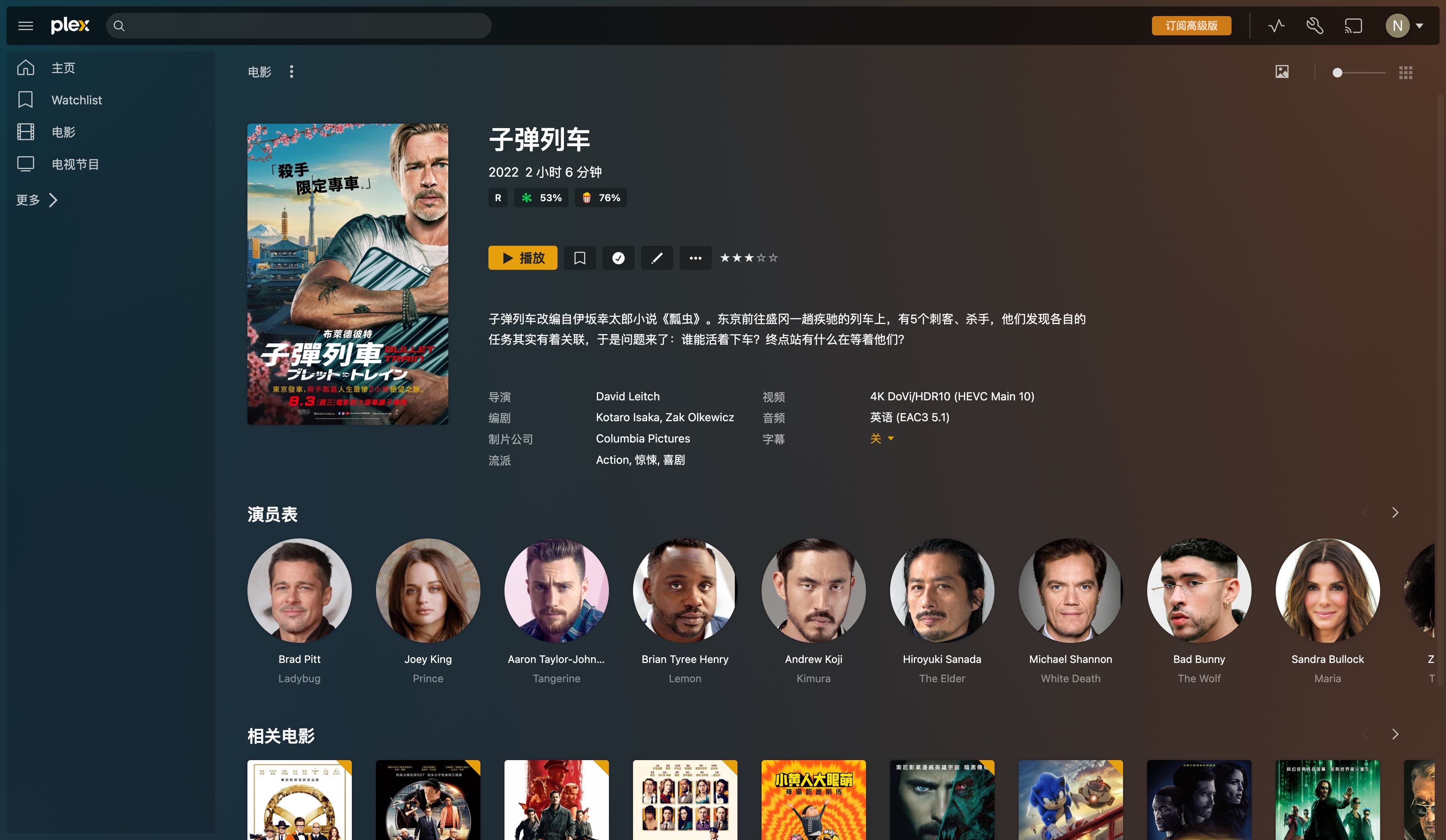 Plex 电影详情页