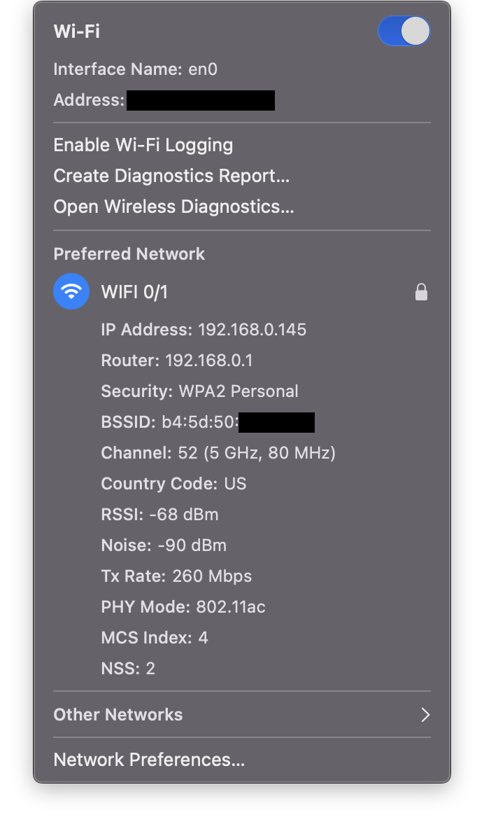 从 Menu Bar 查看当前 SSID 详细信息