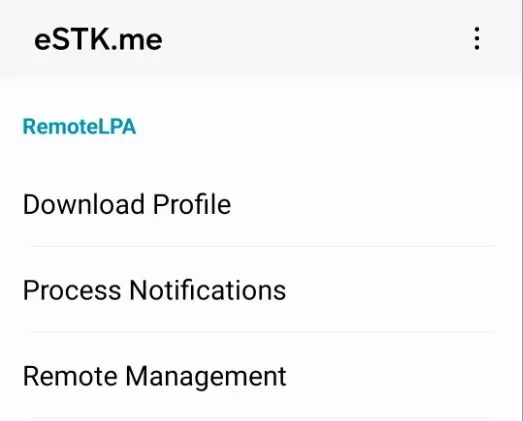 Remote LPA STK 菜单